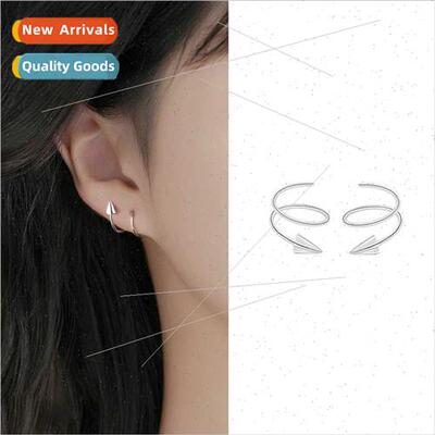 Paper airplane earrings frosted spiral double-layer spring h