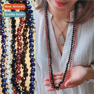 Europe simple long bohemian necklace female colorful 8mm cry