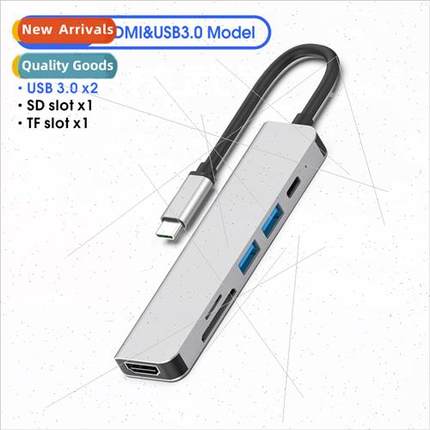 6-in-1 type-c to HDMI+USB+PD fast charger+SD/TF hub type-c h