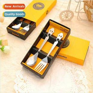 two sets creative Stainless gift cutlery Korean printi steel