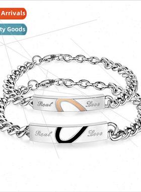 gsaw Love Couple Bracelet Tanium Steel Electroplated Black R