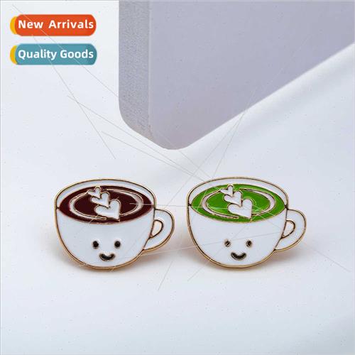 creative cartoon coffee cup pin metal badge clothing exhibio