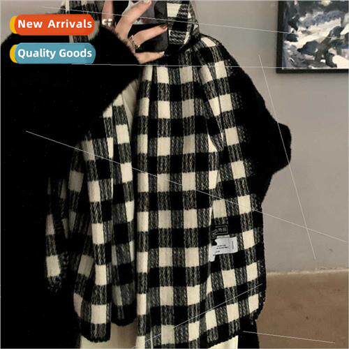 2022 new retro plaid scarf ladies winter thickened Korean  s