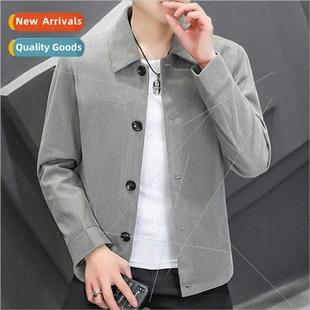 spring fall jacket 2023 versatile men lapel casual