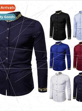2022 new men fashion embroidered shirt floral embroidery hen