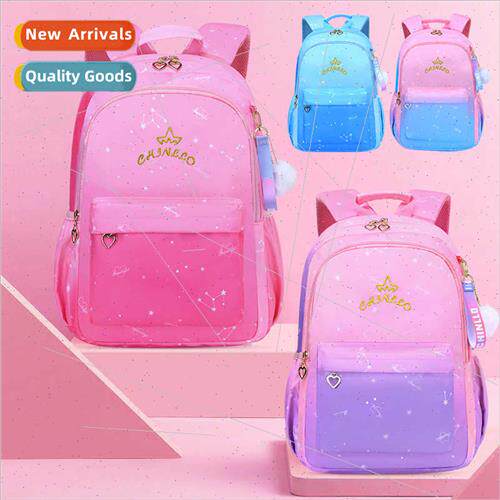 Gradient color schoolbag breathable load reduction sweet pri