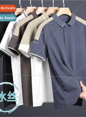 POLO shirt men short-sleeved t-shirt summer lapel ice silk t
