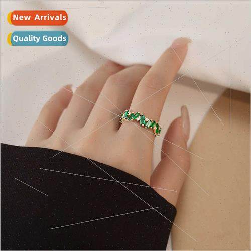 Copper Plated Green Zirconia Ring Vintage Fashion Ring Court