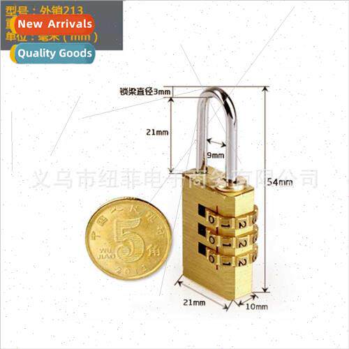 Solid brass combination lock 3 small size luggage zip drawer