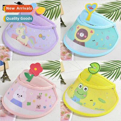 1012 cartoon large brim children hollow top hat cute boys gi