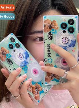 ins mint green CD tape bear 适用 Apple 13/14 ProMax stand iP