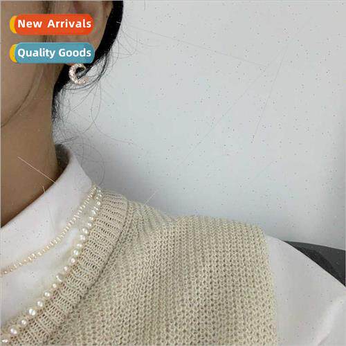 S925 silver needle super flash zirconia moon earrings simple