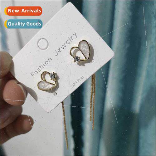 925 silver pin fashion earrings female love long tassel earr