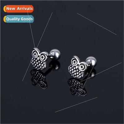 Owl earrings tide men stainless steel earrings piercing ear