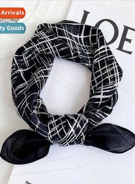 Englplaid silk small square scarf female fashion Korean deco
