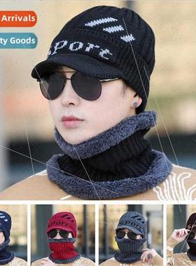 Korean  knted cap wool hat scarf twoPCS men fall winter padd