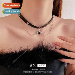 Star Tassel Necklace Diamonds Fashion Metal che Coll Leather