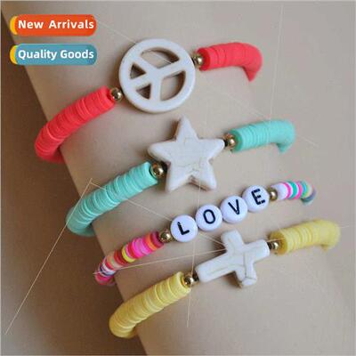 Europe colorful soft ceramic slice bracelet women turquoise