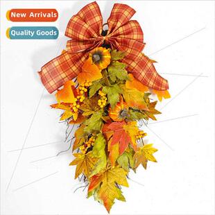 Thanksgiving simulation maple wreath teardrop upside down fa