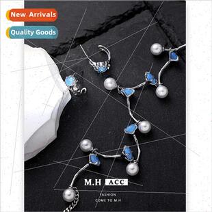 ring 925 Blue hollow female zirconia earrings