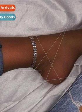 Europe ins new inlaid diamond anklet two rows diamonds simpl