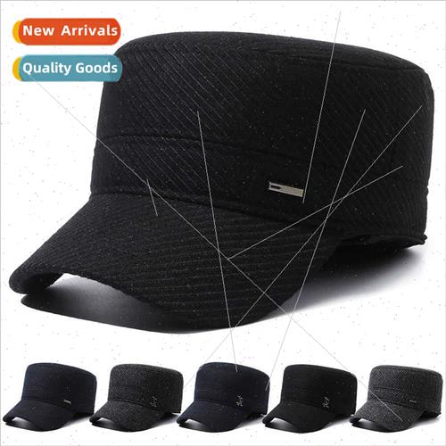 Old man hat male winter middle-aged dad tweed flat cap thick