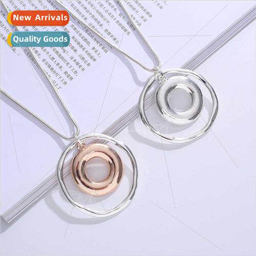 Europe popular necklace geometric double ring short pendant