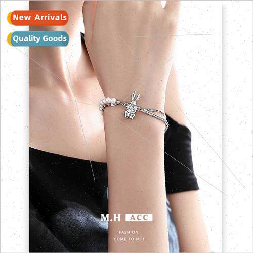 Cute rabb double layer bracelet female pearl sweet cool hjew