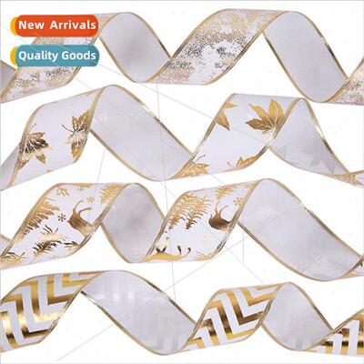 Christmas new striped ribbon Christmas gift wrapping decorat