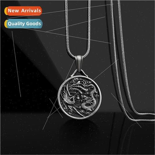 Dragon Phoenix Necklace Vintage Men Women Amulet Necklace Ha