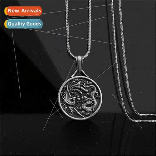 Dragon Phoenix Necklace Vintage Men Women Amulet Necklace Ha