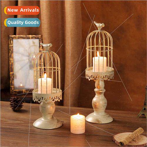 Europe classical iron birdcage candlestick desktop decoratio