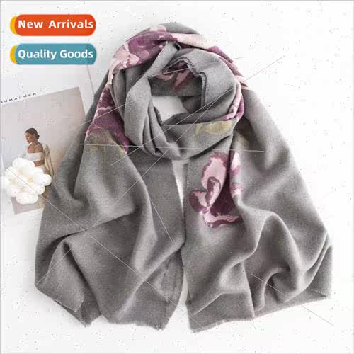 2023 new elegant celebry printed scarf faux cashmere fall wi