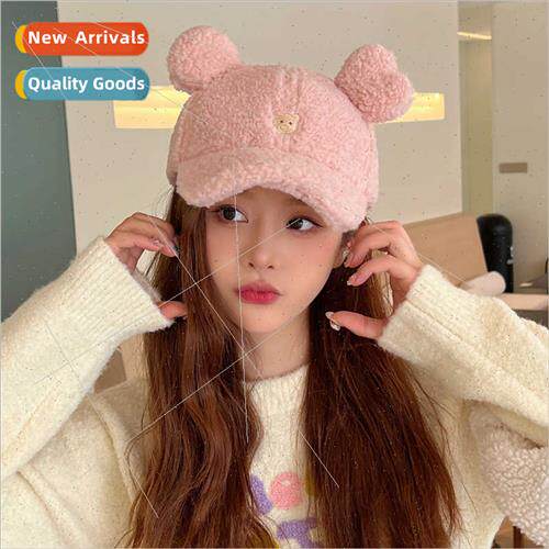 Bear love plush baseball cap cute ears embroidered hat femal