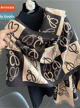 2023 new fashion faux cashmere scarf female dual-use double-