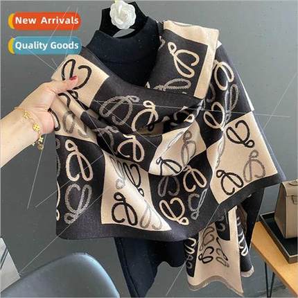 2023 new fashion faux cashmere scarf female dual-use double-