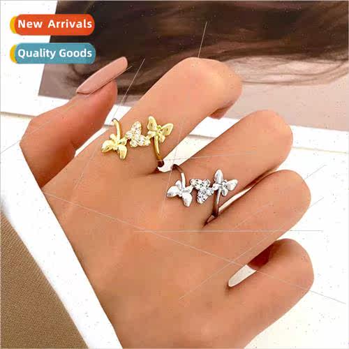 Europe ins patchwork butterfly ring female fashion creative