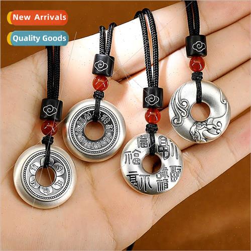Peace button brave pendant retro blessing solid necklace six