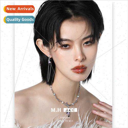 New small angel earrings female chain earrings retro match e