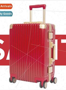 26-inch red aluminum frame trolley case female luggage weddi