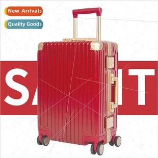 26-inch red aluminum frame trolley case female luggage weddi