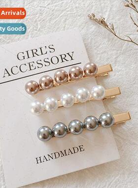 Imation pearl hair clips fashion head small metal one word c