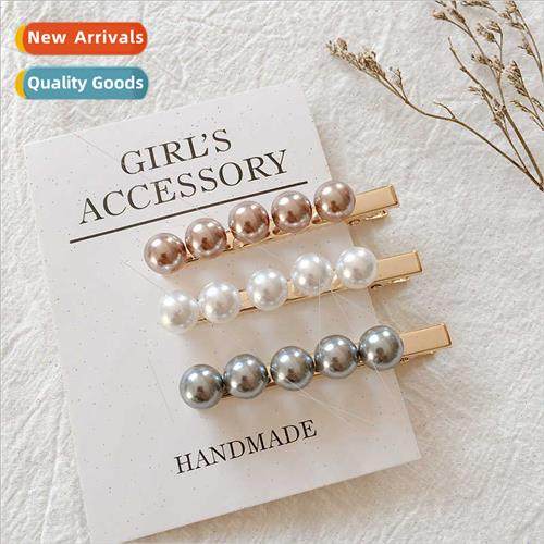 Imation pearl hair clips fashion head small metal one word c