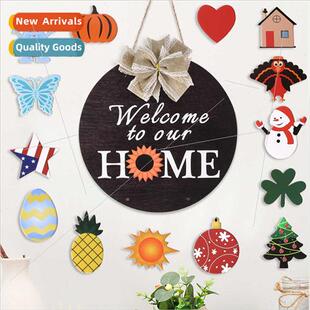 gns Home Bunny Wooden Dec Eggs Hanging Bow Easter Decoration