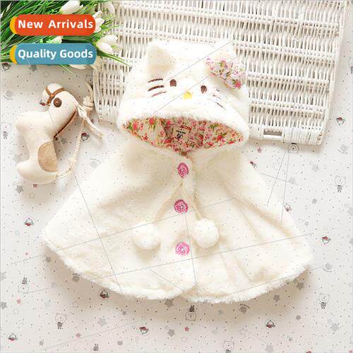 fall and winter girls cartoon cat imation fur coat plush bab
