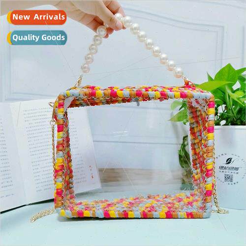 Sweet Lady Bag Large Capacy Crochet Chain Shoulder Bag Trans
