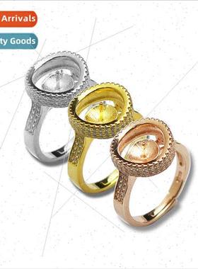 Fashion S925 silver ring Pearl empty bracket beeswax unset D