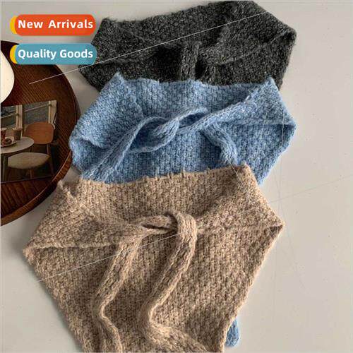 Korean niche design triangle scarf solid color knted head sc