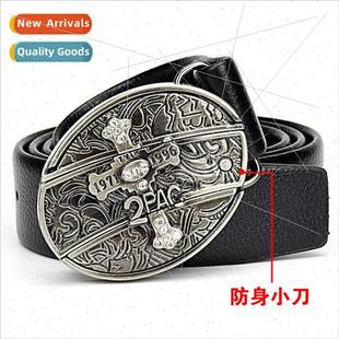 Belt men leather belt knife punk permance nd bar nightclub b