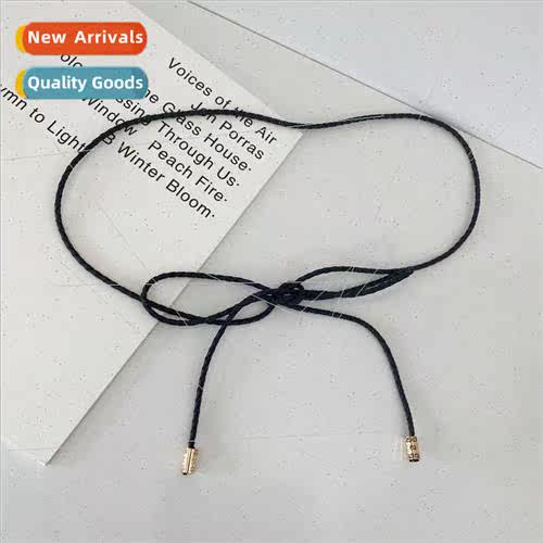 Women simple versatile thin belt knotting rope leather weavi